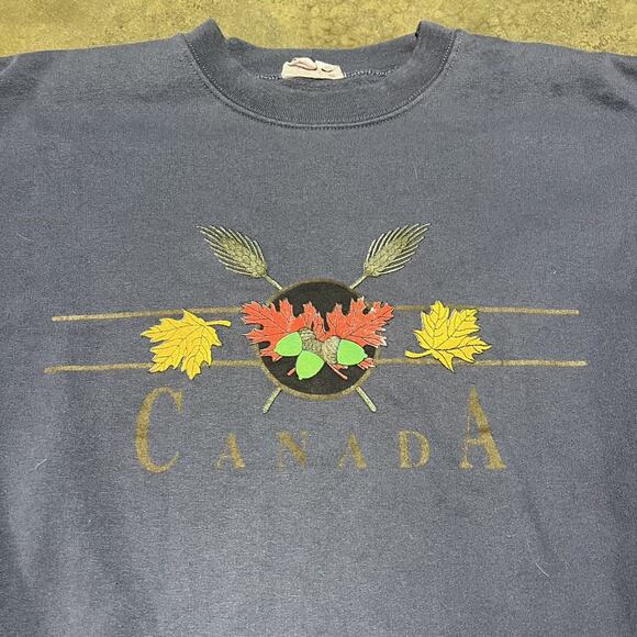 Vintage 90s Canada Navy Graphic Boxy Tourist Sweatshirt - Picture 2 of 4